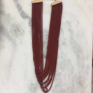 NWOT Red woven metal multi strand necklace